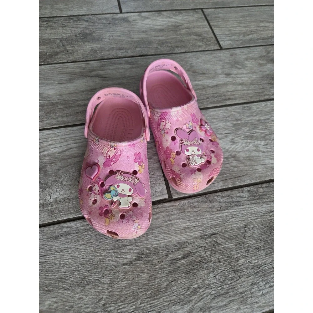 Crocs My Melody Pink Floral Clogs J1 Kids Sanrio Charm Shoes Cute Youth 2025